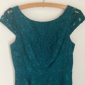 J. Crew green lace cap-sleeve sheath dress, 6P